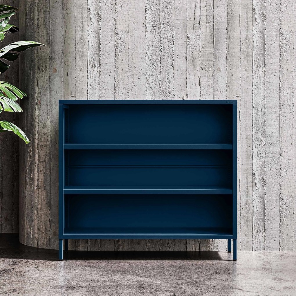 Nízky policový regál LUCA, 1000 x 900 x 350 mm, Modern: tmavomodrá farba