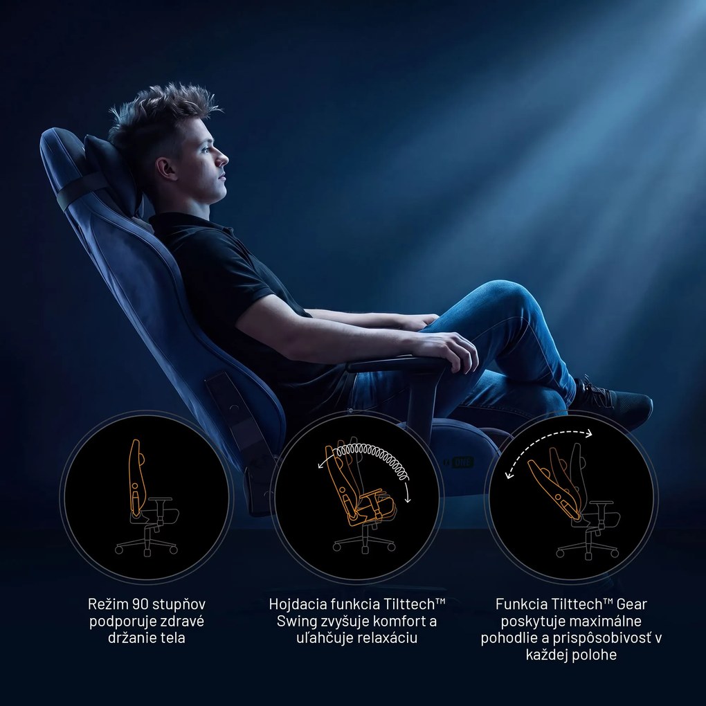 Herné kreslo z látkovým poťahom King Size, čierny-modrý: Diablo X-One 2.0 Night Blue