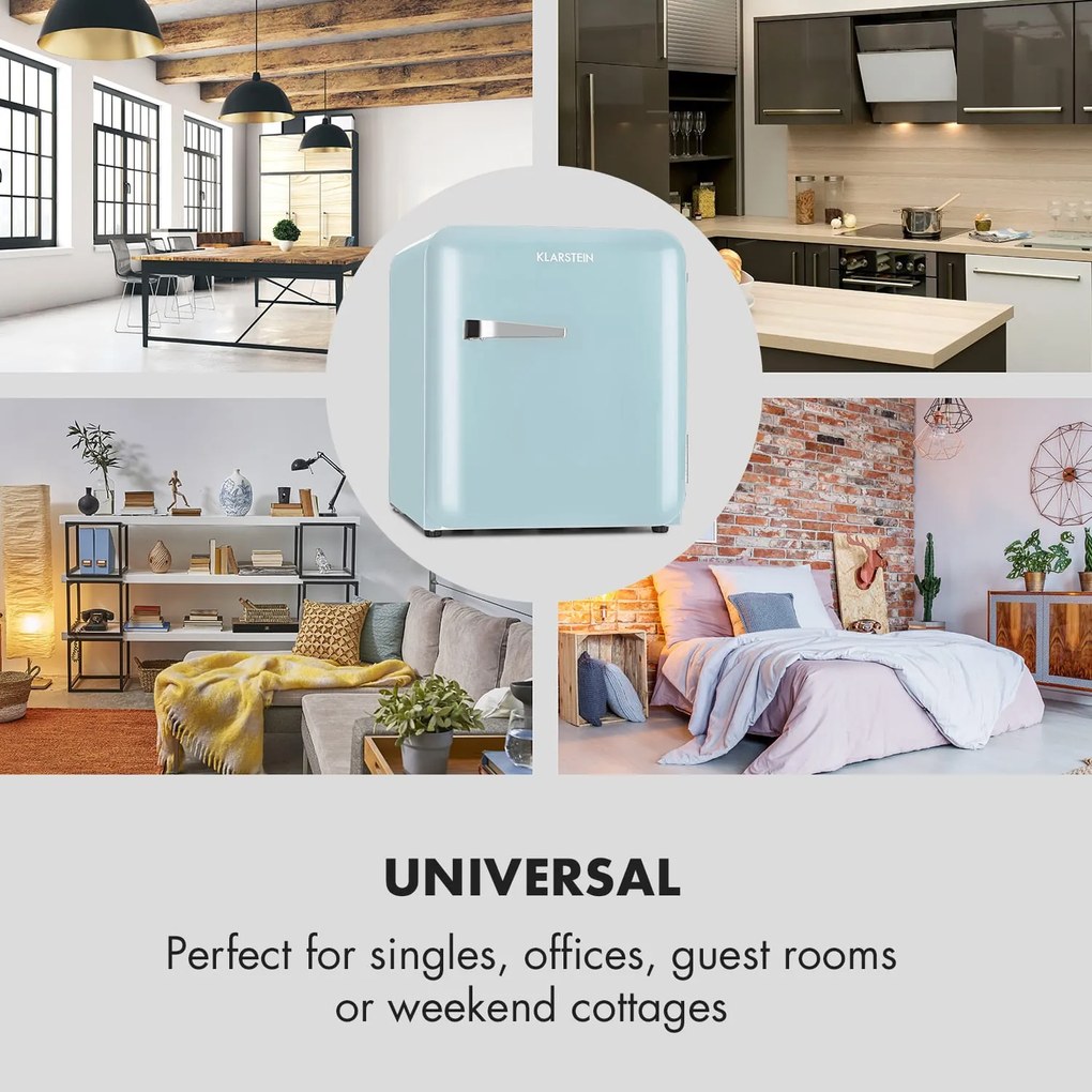 Klarstein Audrey Mini, retro chladnička, 48 l, 2 úrovne, energet. trieda F