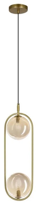 Luster na lanku CORDEL 2xG9/28W/230V mosadz/dymová béžová