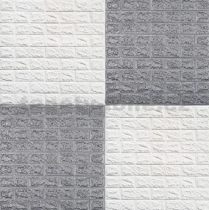 Samolepiace penové 3D panely 0002, cena za kus, rozmer 70 x 77 cm, tehla biela, IMPOL TRADE