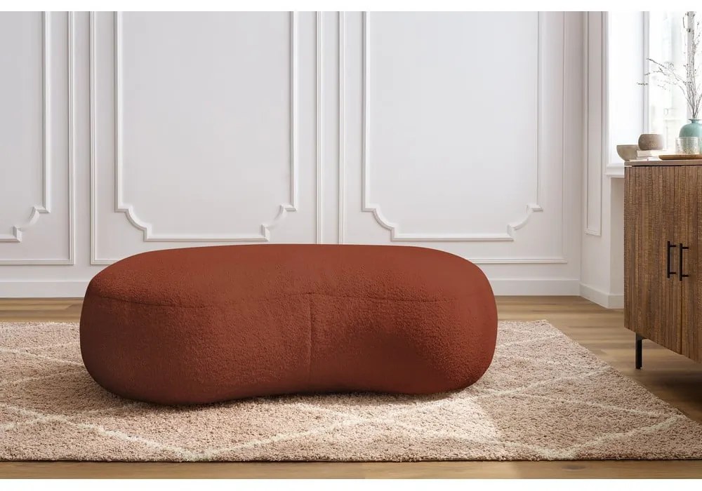 Podnožka z textílie buclé v tehlovooranžovej farbe Saint-Germain – Bobochic Paris