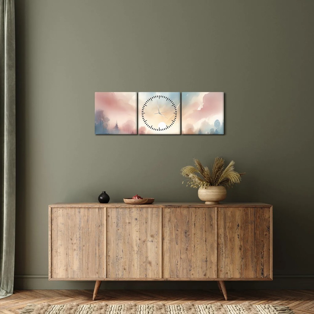 Obraz - Elegantná krajina (s hodinami) (90x30 cm)