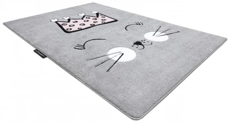 Dywany Łuszczów Detský kusový koberec Petit Cat crown grey - 140x190 cm