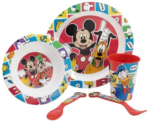 Stor 5-dielna sada plastového riadu Mickey