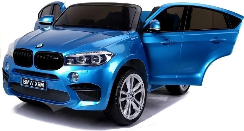 LEAN CARS Elektrické autíčko BMW X6M pre deti modré lakované