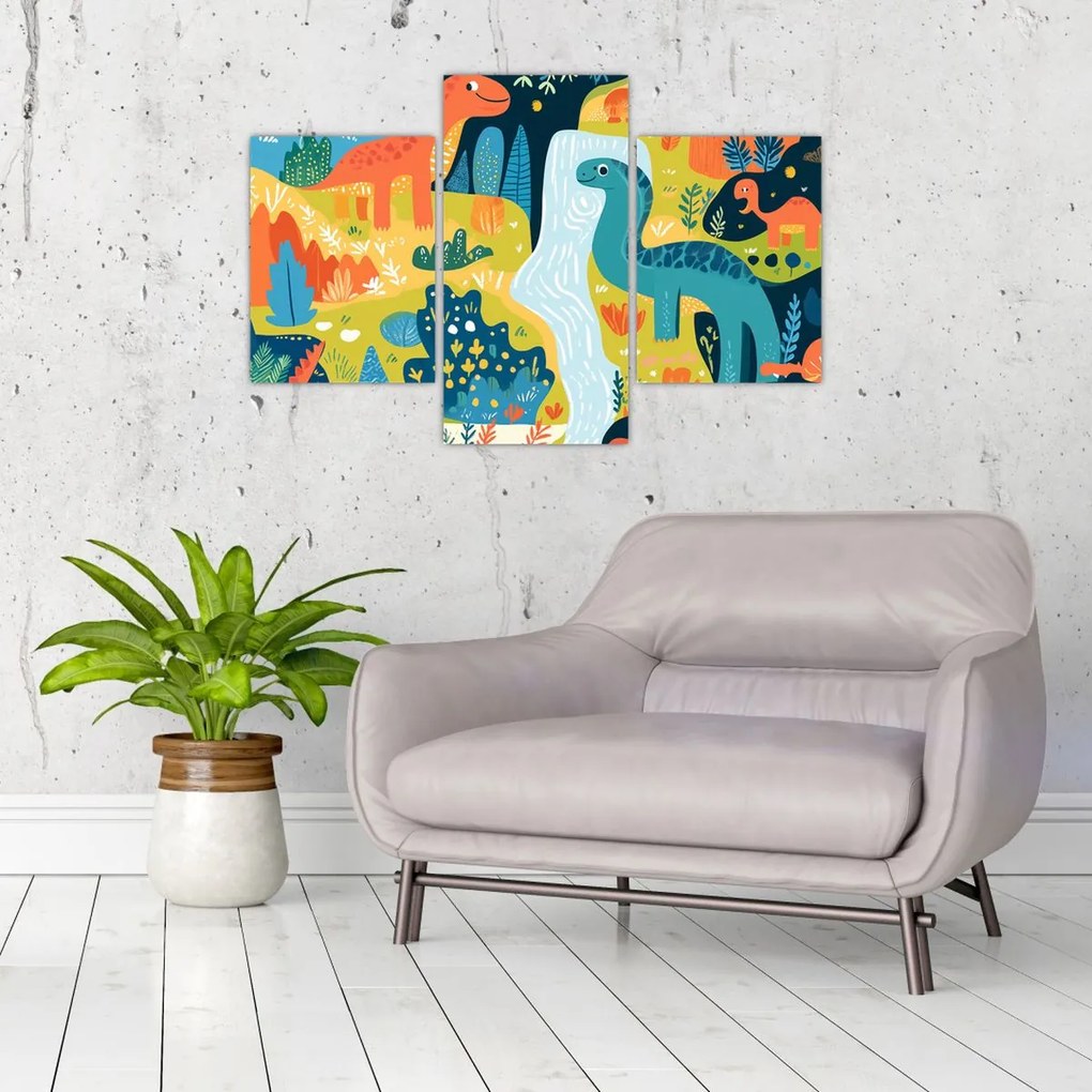 Obraz - Veselí dinosaury (90x60 cm)