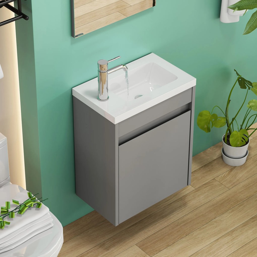 Závesná skrinka s umývadlom Houseland Zendi 40 cm sivá