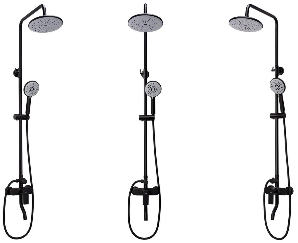 Rea Verso, sprchová súprava s pákovou batériou a dažďovou a ručnou sprchovou hlavicou, čierna matná, REA-P9145