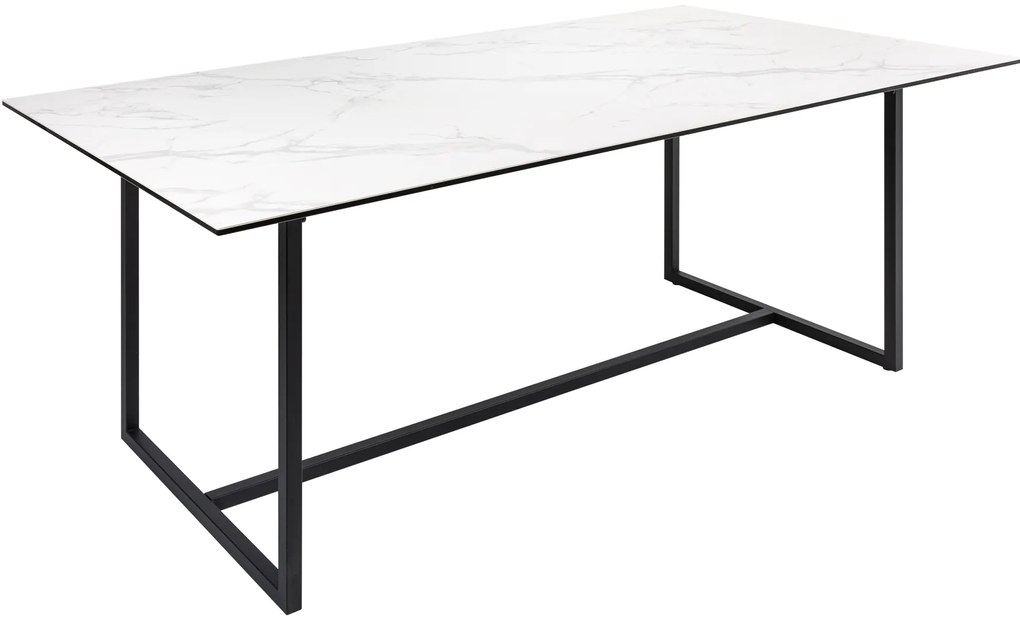Jedálenský stôl Symbiosis 200cm keramický biely mramorový vzhľad