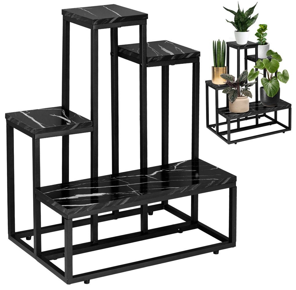 Kvetinový stojan ANTIRES čierny mramor