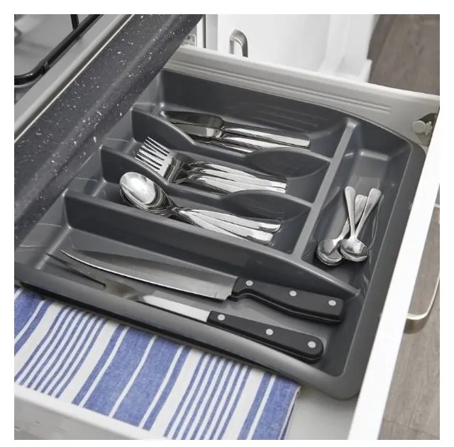 Sivý organizér na príbory Addis Classic, 40 x 38,5 cm