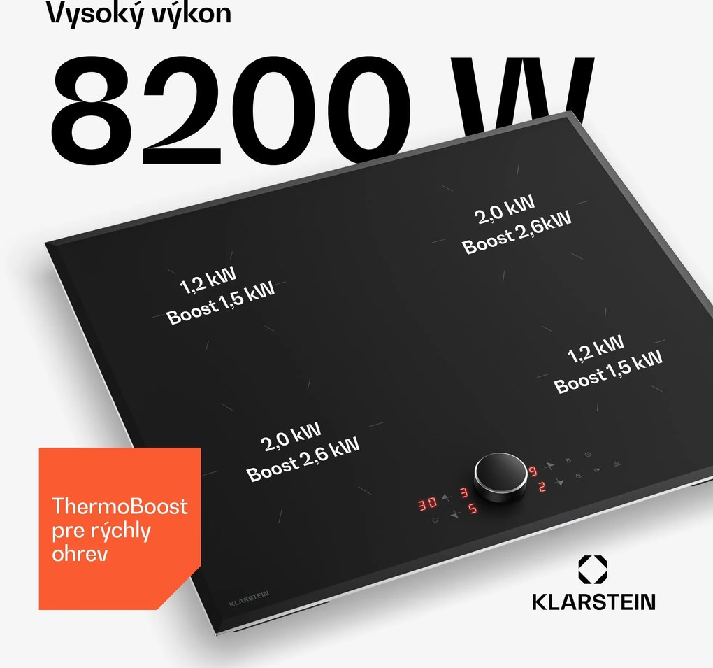 Klarstein Magnichef indukčná varná doska | 4 varné zóny | Moderná a inovatívna | 8200 W | 60 cm