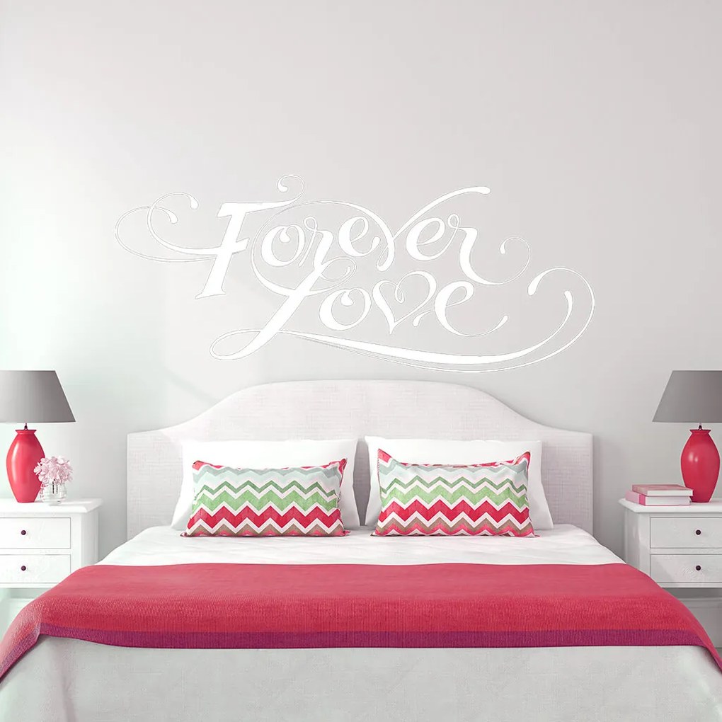 Veselá Stena Samolepka Forever love Farba: bílá, Veľkosť: 40 x 18 cm