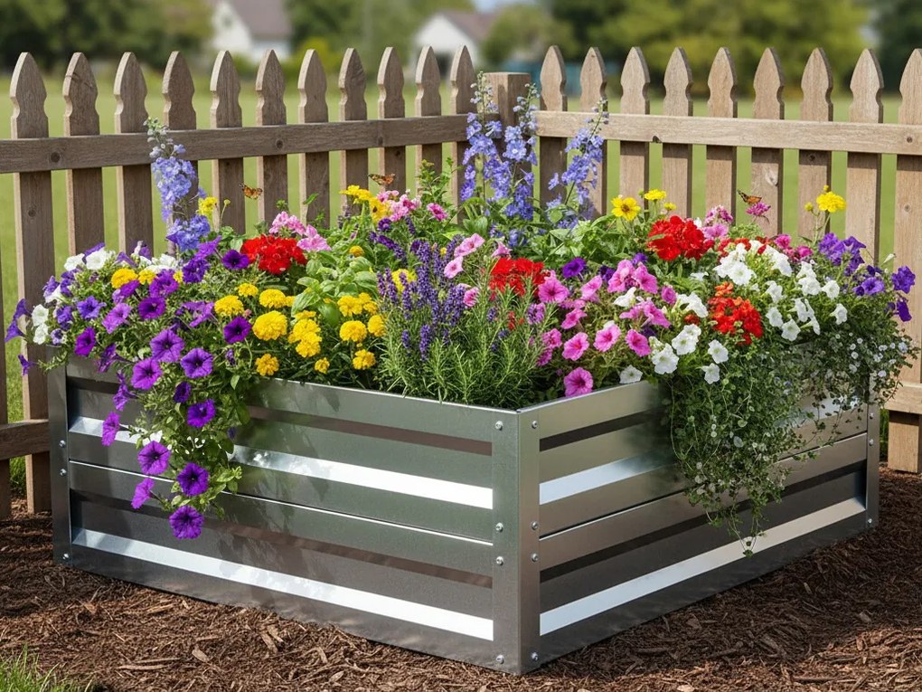 Vyvýšený záhon LEGI 1 × 2 m, pozinkovaný oceľový rám, výška 40 cm