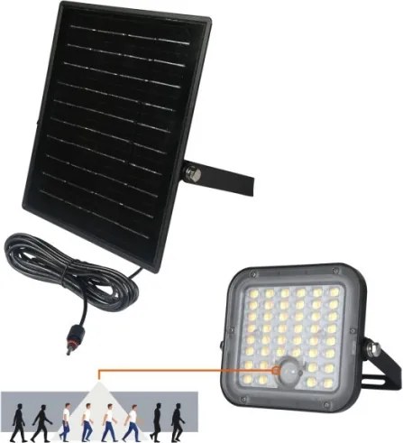 LED solárny reflektor so senzorom LED/10W/3,7V 4000K IP65 3600 mAh + DO