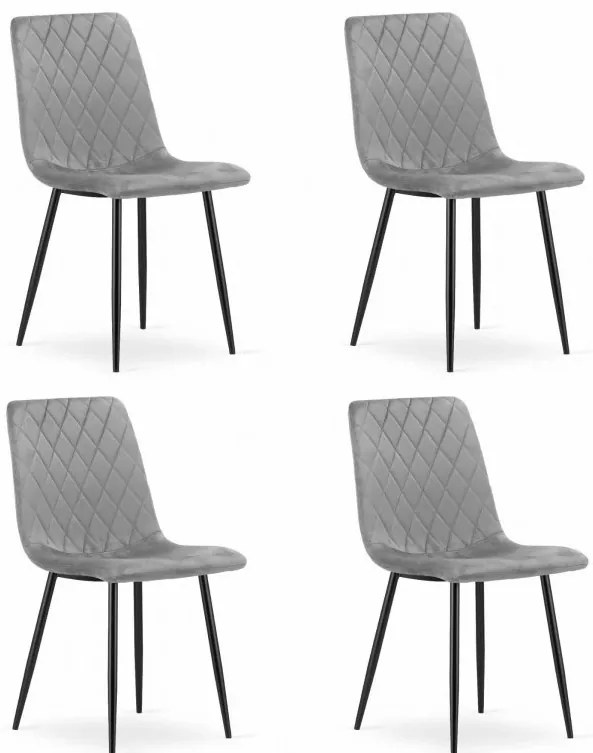 Set 4 kresiel TURIN - svetlosivý zamat