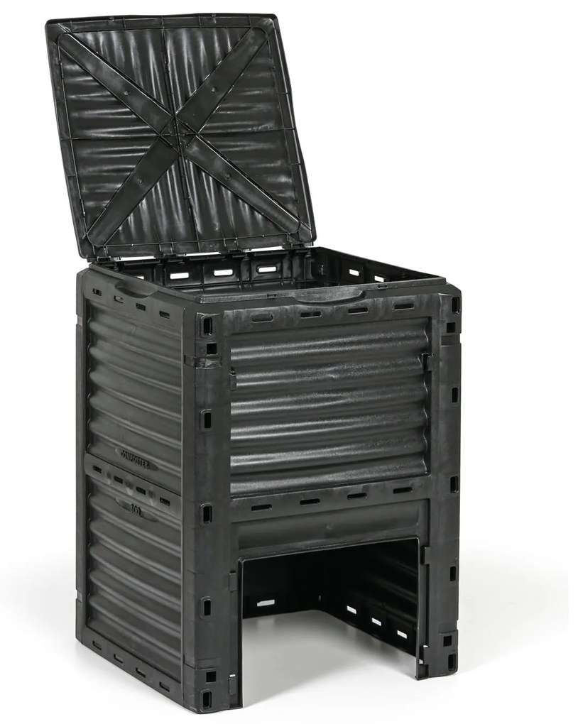Plastový záhradný kompostér, 300 l, čierny