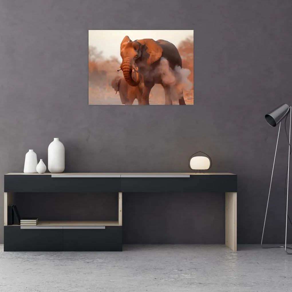 Sklenený obraz - Veľký slon africký (70x50 cm)