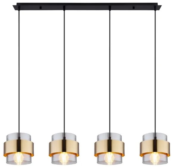 Globo 15560-4H - Luster na lanku MILEY 4xE27/60W/230V čierna/mosadz