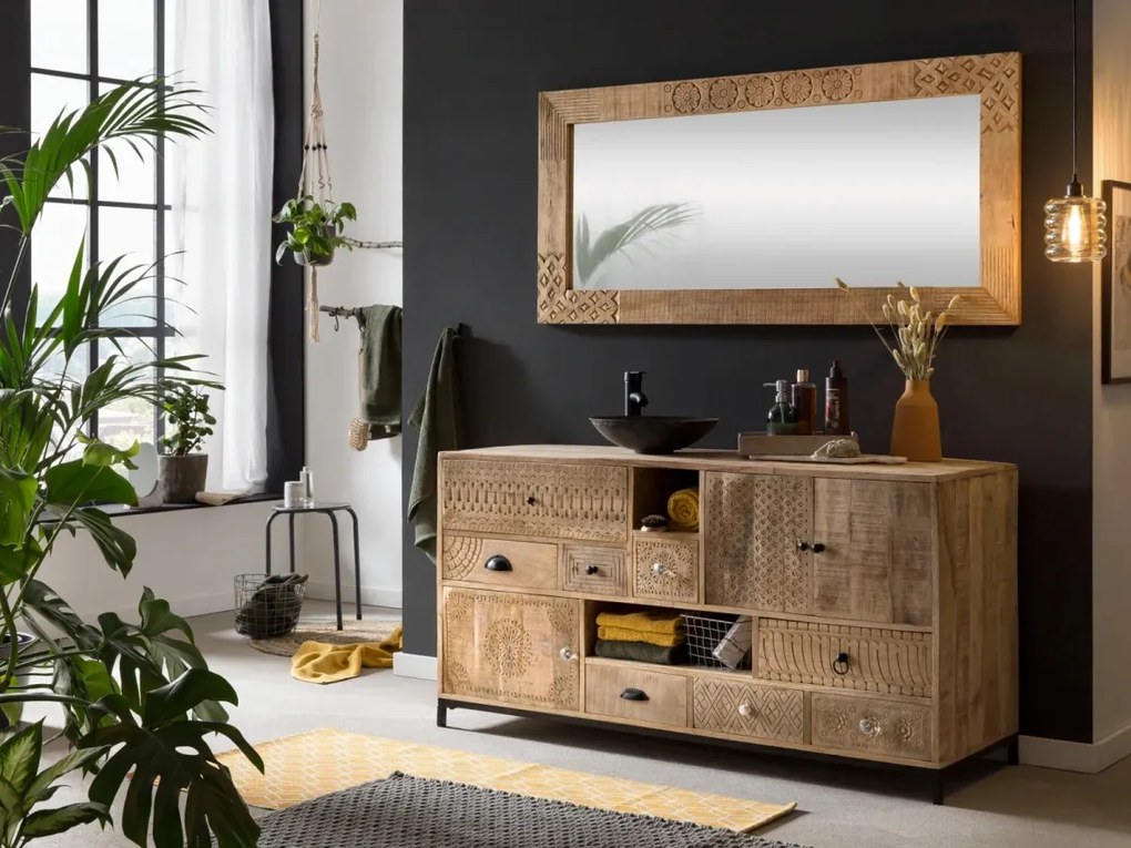 furniture-nabytek.cz - Masívna kúpeľňová zostava Laos z mangového dreva, lakovaná, prírodná farba