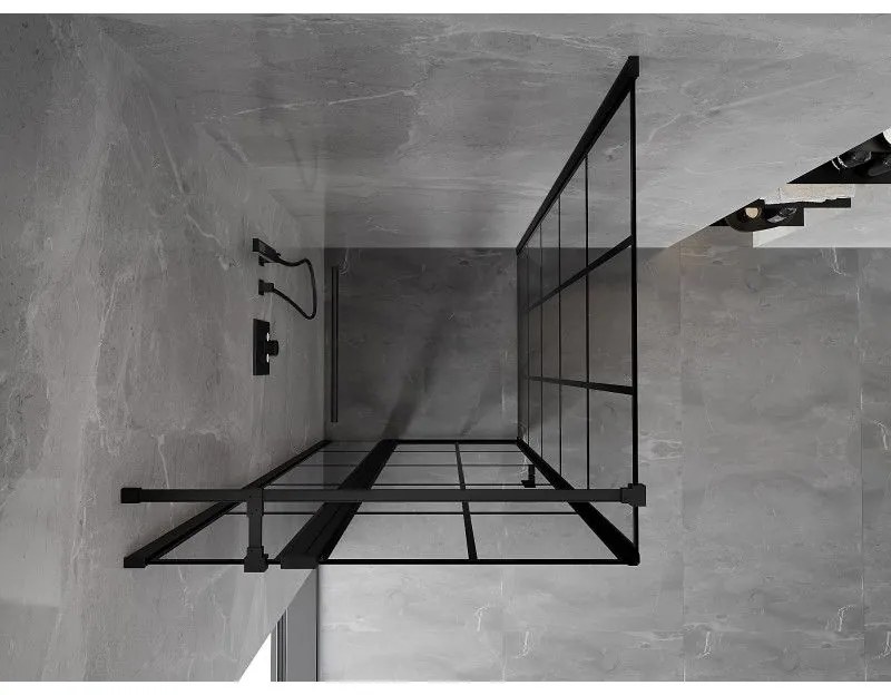 Mexen Mist T, sprchový kút s krídlovými dverami, ľavý, 120 x 120 cm, 8mm číre sklo, čierny profil, 8A4T-120-120-70-77-L