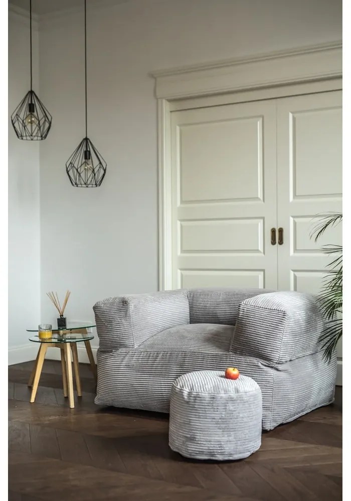 Svetlosivý sedací vak z textílie buklé MooG – SLOWDOWN