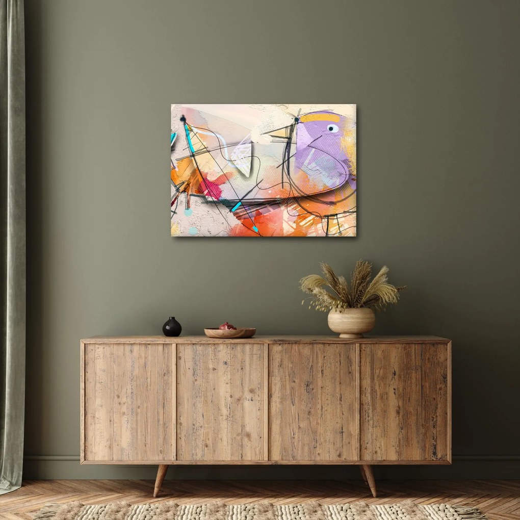 Obraz - Abstrakcia, vtáčik (70x50 cm)