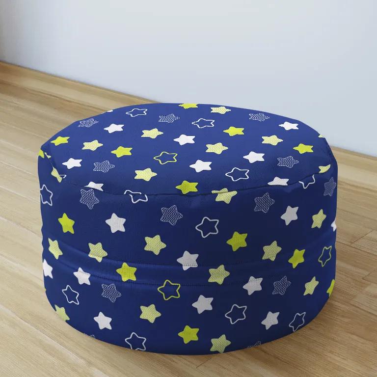 Goldea detský bavlnený sedacie bobek 50x20cm - vzor hviezdy na tmavo modrom 50 x 20 cm