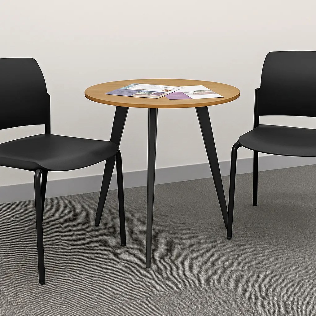 Konferenčný stôl PRIMO VIBE, priemer 80 cm, čierna podnož, biela