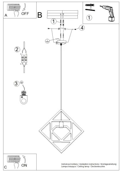 Sollux SL.1757 - Luster na lanku CARO 1xE27/15W/230V buk