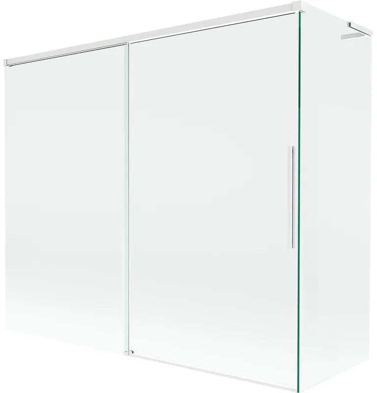 Mexen Rox, L posuvná 2-krídlová vaňová zástena 180 + 90 x 150 cm, 8mm číre sklo, biely profil, 8C9L-180-090-20-00