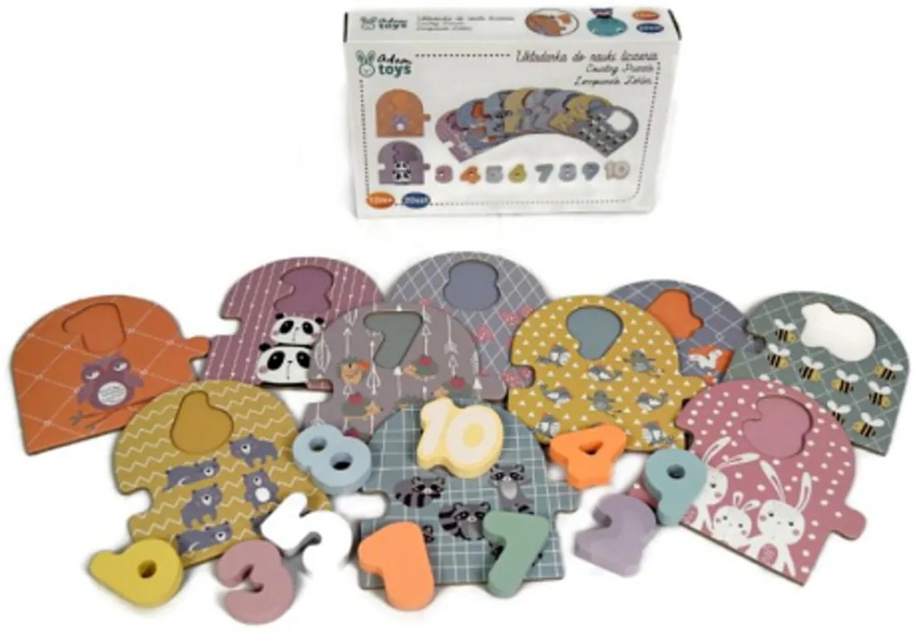 Adam Toys Náučné drevené puzzle - počítanie