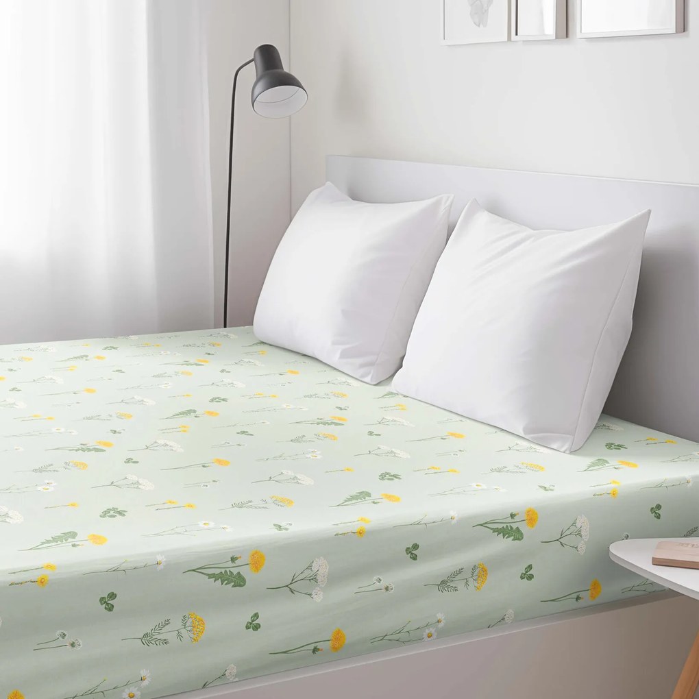 Goldea bavlnená napínacia plachta - zelená lúka 160 x 200 cm