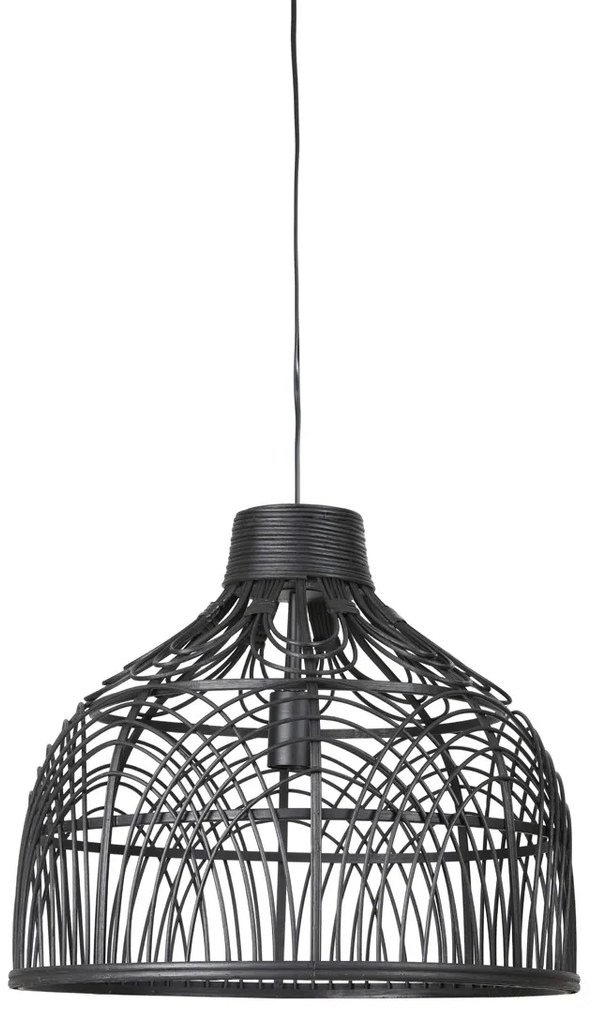 Čierne ratanové závesné svetlo Pocita - Ø 48 * 43cm