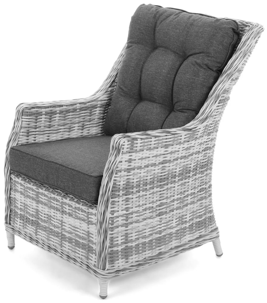 Záhradné ratanové kreslo BERKLEY svetlo-sivé s tmavou poduškou