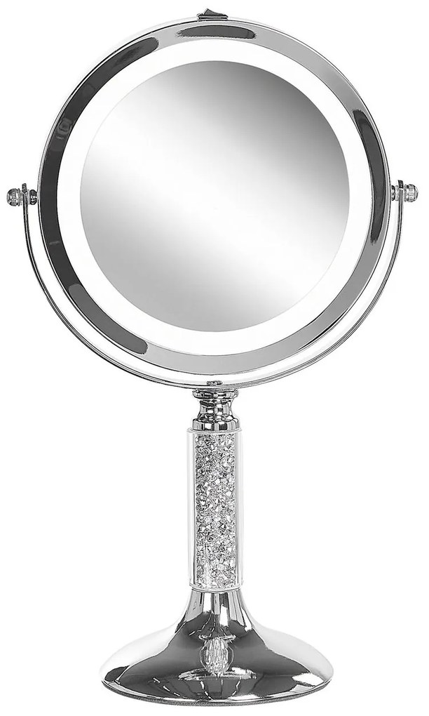 LED Makeup zrkadlo ø 18 cm BAIXAS strieborné Beliani