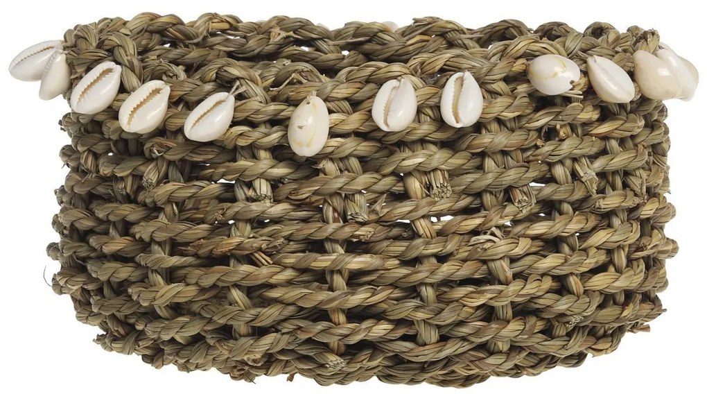 Košík z morskej trávy s mušľami Shells - Ø 10*18 cm
