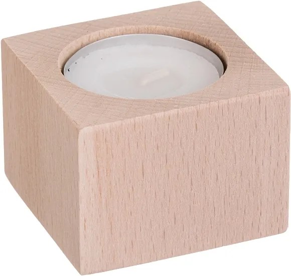Drevobox Svietnik drevený pre 1 sviečku - hranatý