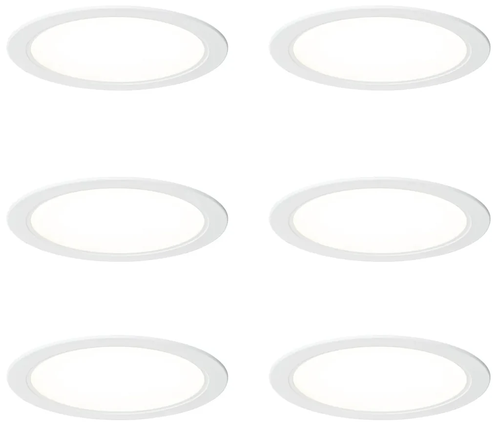 Sada 6 vstavaných bodových svetiel bielych 17 cm vrátane nastaviteľného LED Kelvina - Stephanie