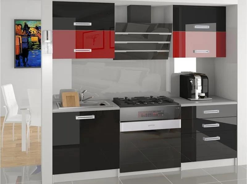 Sektorová kuchyňa 120 cm čierno-červená Daisy - Úchytka R