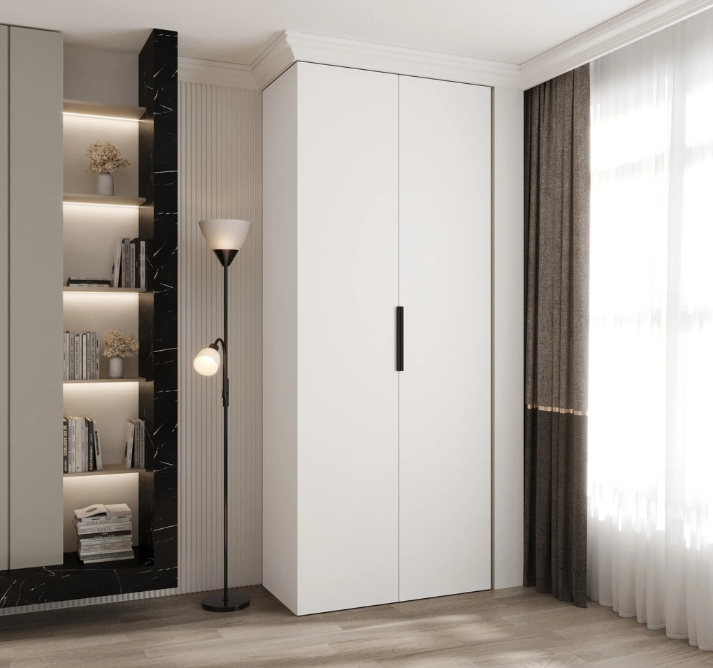 Šatníková skriňa 100 cm Carmela 40-4 (biela + čierna). Akcia -19%. Vlastná spoľahlivá doprava až k Vám domov. 1126633