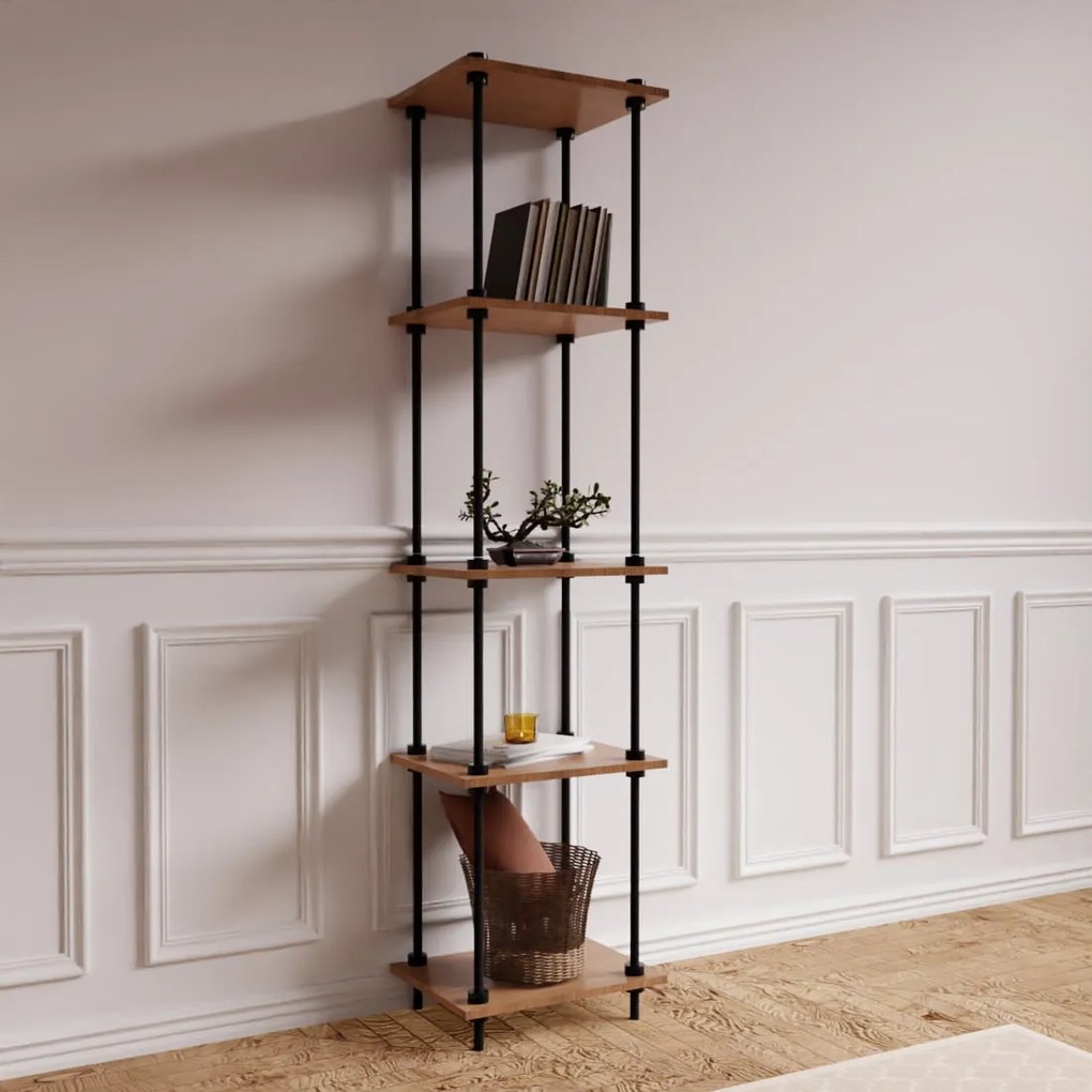 Kovové regály v industriálnom štýle DECO s 5 policami, 185x43x35 cm