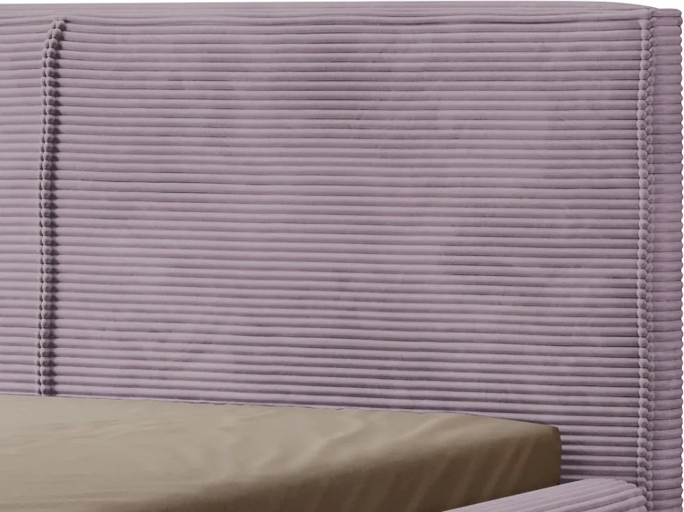 Posteľ Inez 180x200 cm, púdrovo fialová štrukturovaná látka