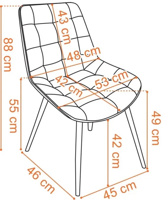Jedálenská stolička NORMAN zamatová, čierna