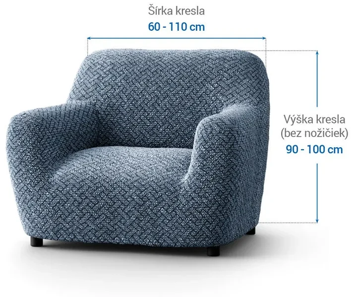 Bielastické poťahy VENEZIA modrá kreslo (š. 60 - 110 cm)