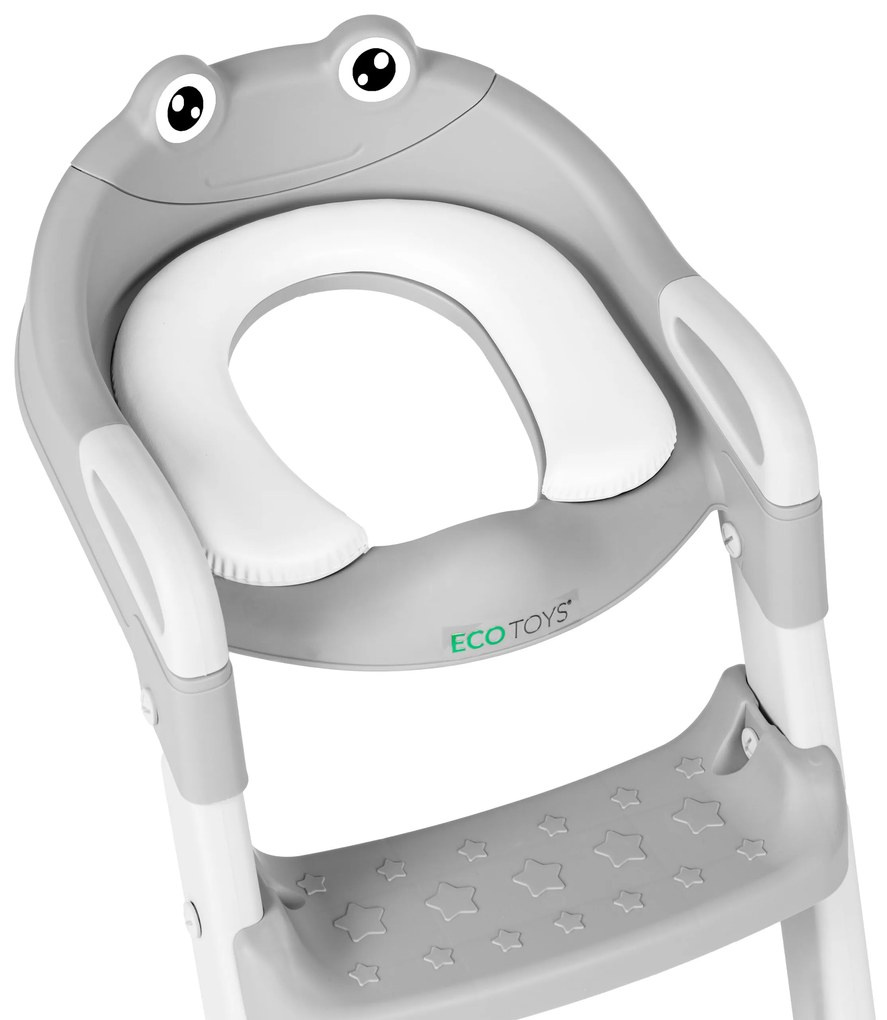 Detské sedadlo na toaletu so schodíkmi a rebríkom, sivé, ECOTOYS