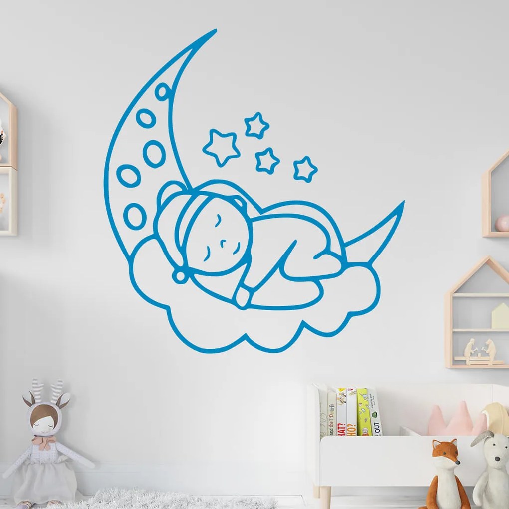 Veselá Stena Samolepka Noc na mesiačiku Farba: růžová, Veľkosť: 100 x 108 cm