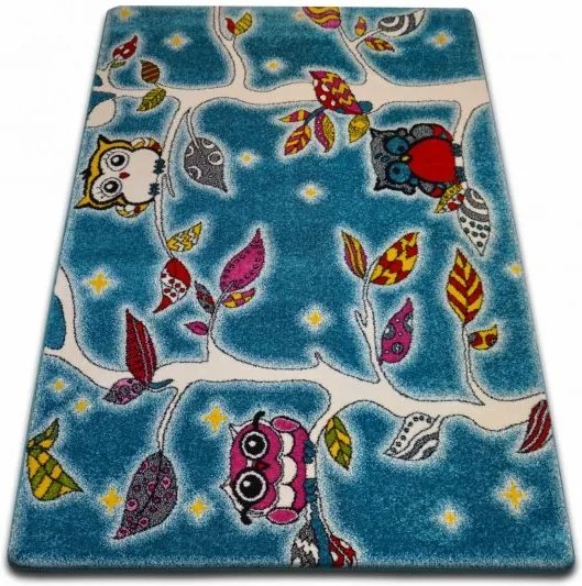 MAXMAX Detský koberec KIDS Sovičkový les - modrý