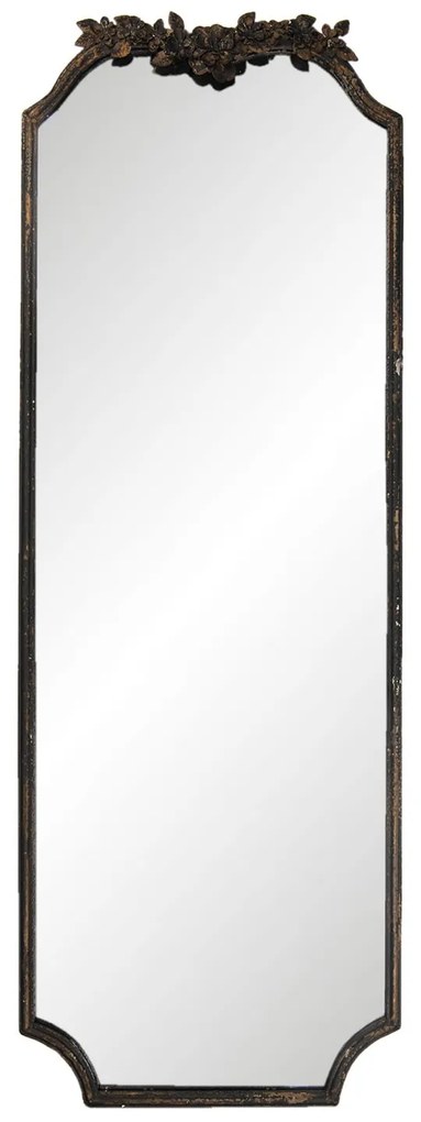 Vintage nástenné zrkadlo v hnedom ráme s patinou a kvetinami Valéry - 50 * 4 * 142 cm